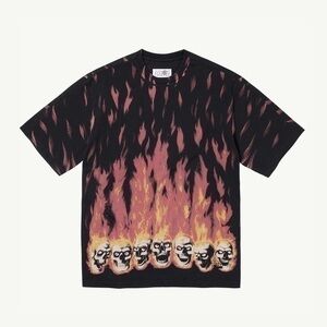 Supreme Maison Margiela MM6 Liquid Blue Oversized Skull Flames Tee